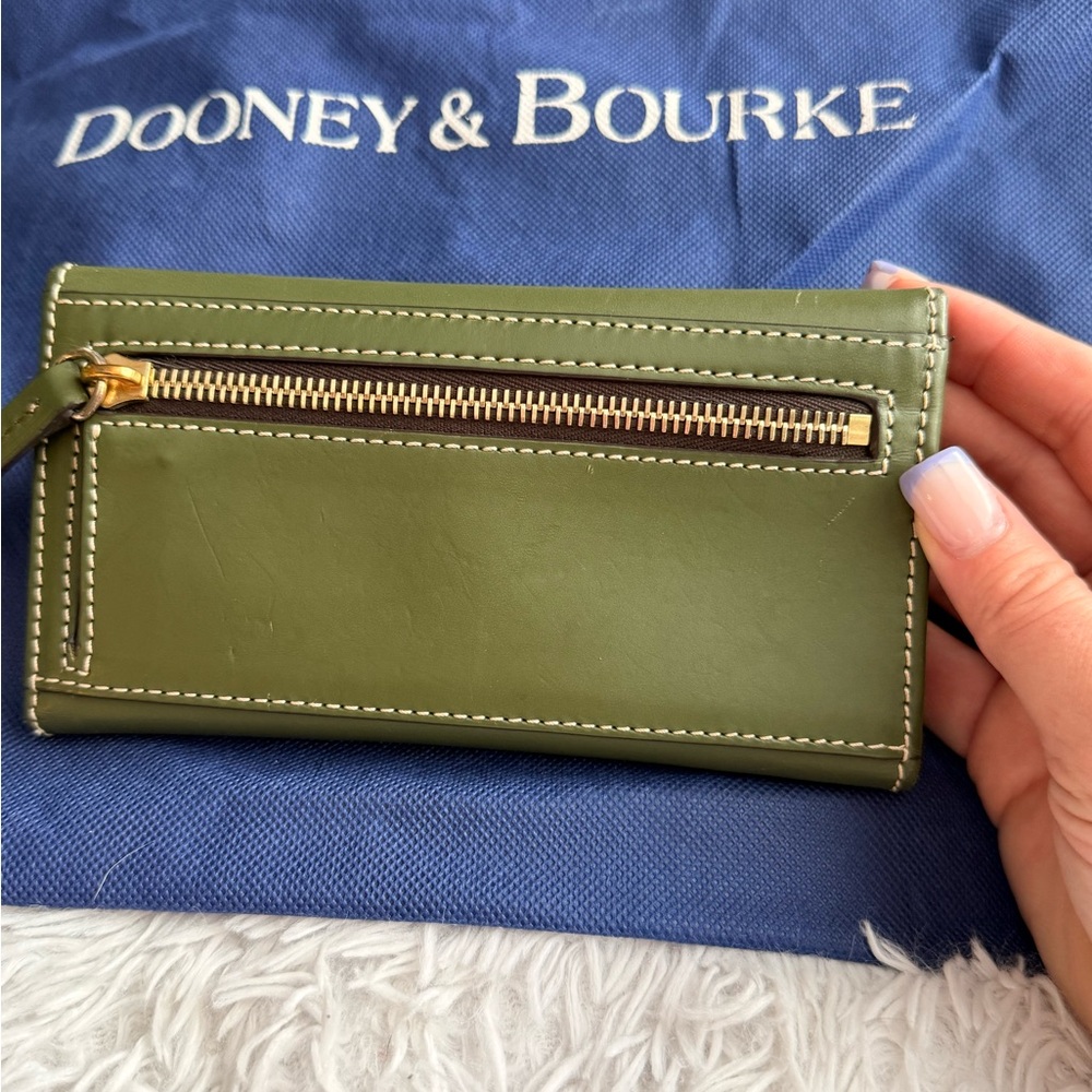 Dooney & Bourke Olive Green Leather Satchel Bag w/ Long Strap & Matching Wallet - Picture 10 of 11